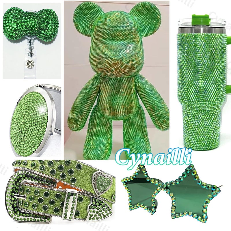 Cynailli 15000 Pcs Green Resin Rhinestones for Crafts, Flatback Resin Rhinestones for Bedazzling Gems 2/3/4/5/6mm Flatback Gems Jewels for DIY Mugs Tumblers Bottles Clothing Shoes Nail Art - Image 5